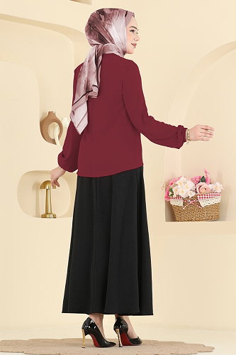 moda selvim طقم خمري و أسود 2844SLK540 - Thumbnail
