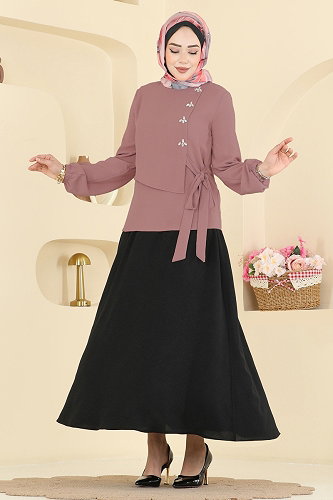 moda selvim Combined 2844SLK540 Dark Rose Dry & Black - Thumbnail