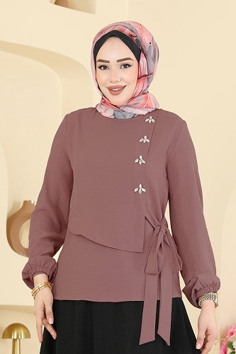 moda selvim طقم وردي غامق وأسود 2844SLK540 - Thumbnail