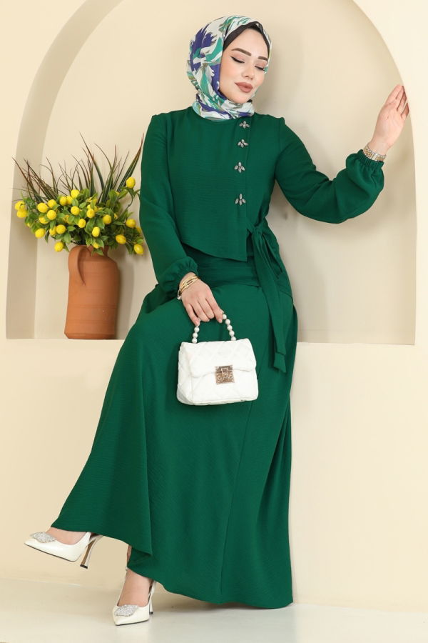 Modaselvim Hijab Combinations Combined 2844SLK540 Emerald