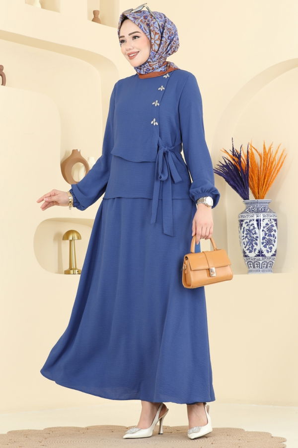 Modaselvim Hijab Combinations Combined 2844SLK540 Indigo