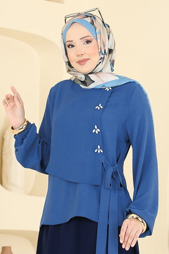 moda selvim طقم أزرق وكحلي 2844SLK540 - Thumbnail
