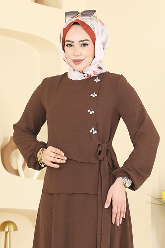 moda selvim طقم بني فاتح 2844SLK540 - Thumbnail