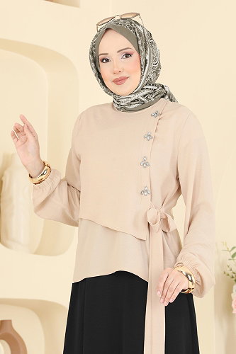 moda selvim طقم بيج واسود 2844SLK540 - Thumbnail