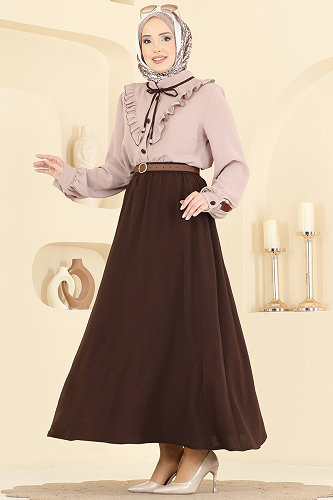moda selvim طقم بني وبيج 2850SL432 - Thumbnail