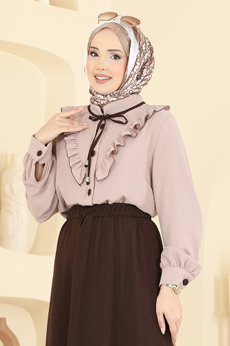 moda selvim طقم بني وبيج 2850SL432 - Thumbnail