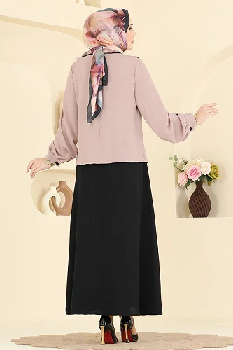 moda selvim طقم بيج وأسود 2850SL432 - Thumbnail
