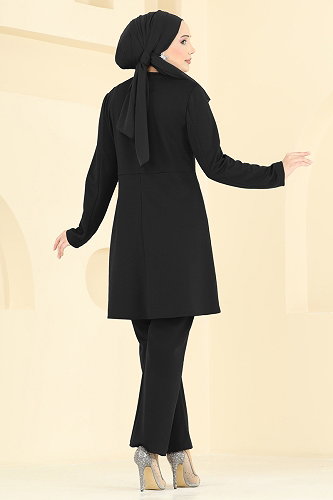 moda selvim طقم أسود 2852ASMK1074 - Thumbnail