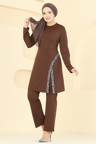 moda selvim طقم بني 2852ASMK1074 - Thumbnail