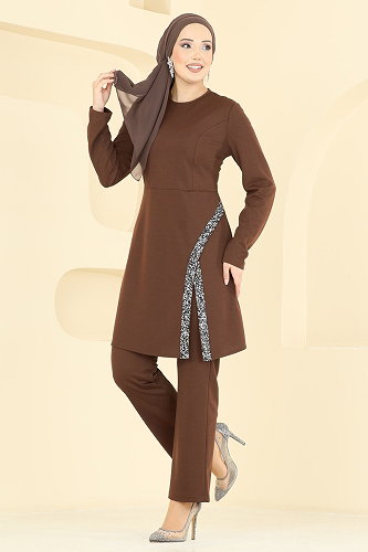 moda selvim طقم بني 2852ASMK1074 - Thumbnail