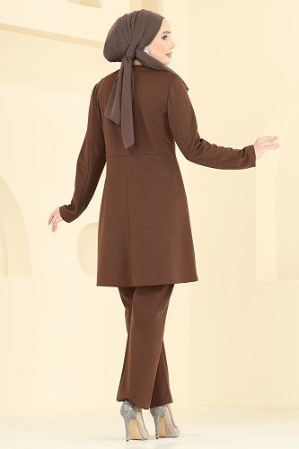 moda selvim طقم بني 2852ASMK1074 - Thumbnail