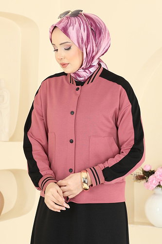 moda selvim طقم وردي غامق وأسود 2858SL432 - Thumbnail