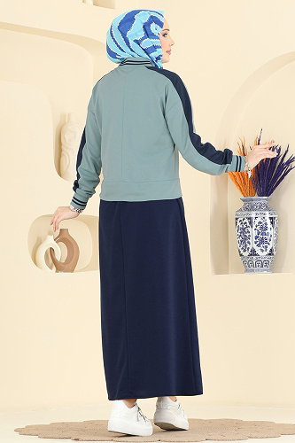 moda selvim Combined 2858SL432 Mint&Navy Blue - Thumbnail