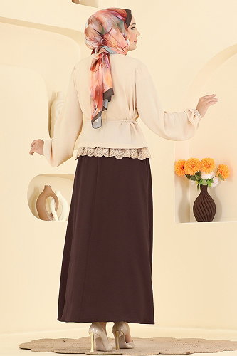 moda selvim طقم بيج وبني 2861SLK540 - Thumbnail