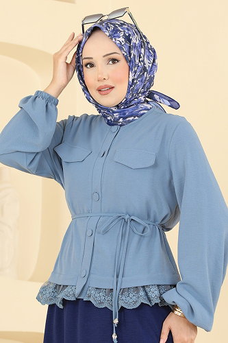 moda selvim Combined 2861SLK540 Blue & Navy Blue - Thumbnail