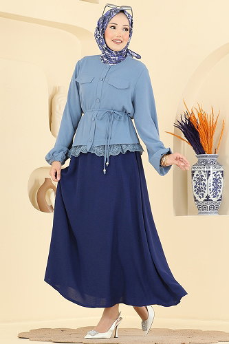 moda selvim طقم أزرق وكحلي 2861SLK540 - Thumbnail