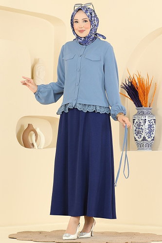 moda selvim طقم أزرق وكحلي 2861SLK540 - Thumbnail
