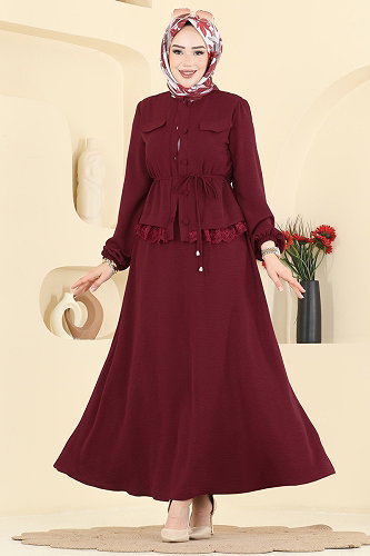 moda selvim Combined 2861SLK540 Burgundy - Thumbnail