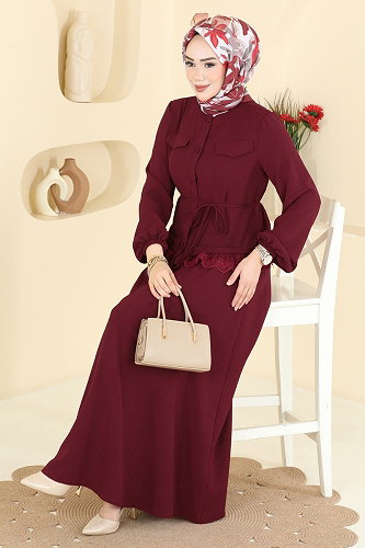 moda selvim Combined 2861SLK540 Burgundy - Thumbnail