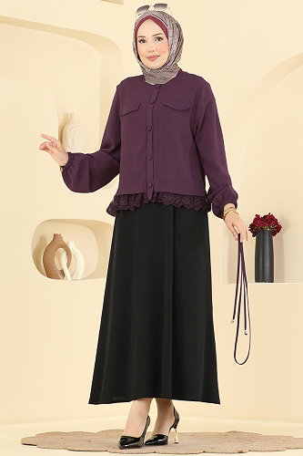 moda selvim Combined 2861SLK540 Dark Rose Dry & Black - Thumbnail