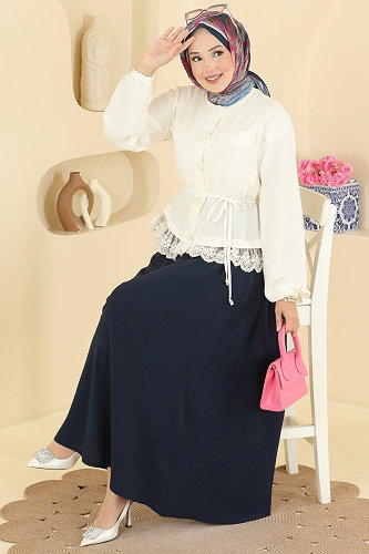moda selvim طقم سكري وكحلي 2861SLK540 - Thumbnail