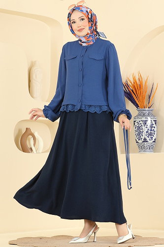 moda selvim طقم أزرق وكحلي 2861SLK540 - Thumbnail