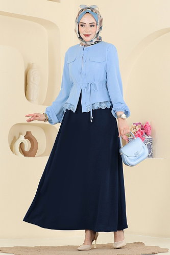 moda selvim Combined 2861SLK540 Navy Blue&Blue - Thumbnail
