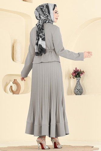 moda selvim طقم رمادي غامق 2865SL432 - Thumbnail