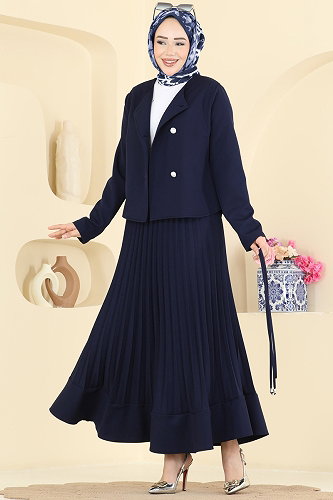 moda selvim طقم كحلي غامق 2865SL432 - Thumbnail