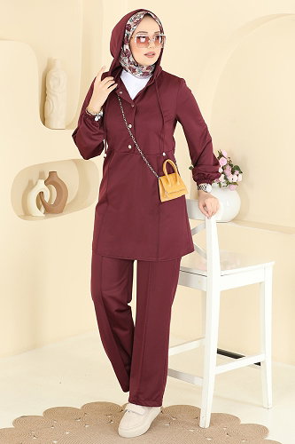 moda selvim طقم خمري 2869SLK540 - Thumbnail