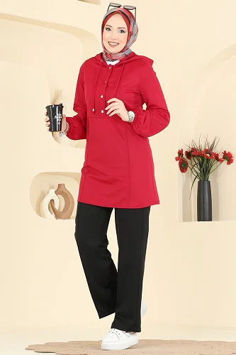 moda selvim Combined 2869SLK540 Red & Black - Thumbnail