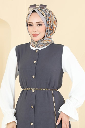 moda selvim طقم رمادي غامق 2876SLK540 - Thumbnail