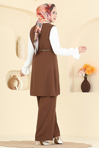 moda selvim طقم بني فاتح 2876SLK540 - Thumbnail
