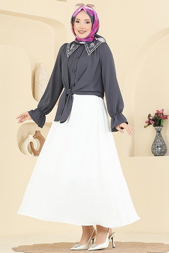 moda selvim Combined 2877SLK540 Anthracite & Ecru - Thumbnail