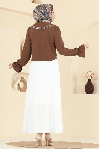 moda selvim طقم بني وسكري 2877SLK540 - Thumbnail