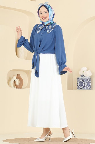 moda selvim طقم أزرق وسكري 2877SLK540 - Thumbnail