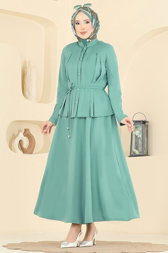 moda selvim طقم أخضر باهت 2879SLK540 - Thumbnail