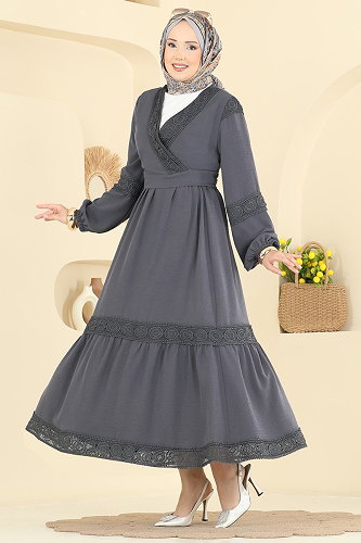 moda selvim طقم رمادي غامق 2880SLK540 - Thumbnail