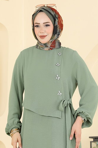 moda selvim طقم أخضر عشبي 2883SLK540 - Thumbnail