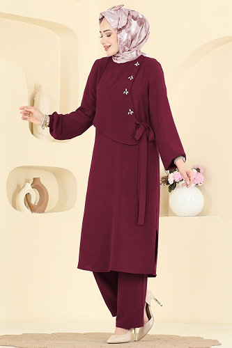 moda selvim Combined 2883SLK540 Burgundy - Thumbnail