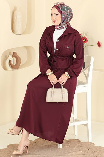 moda selvim طقم خمري 2887SLK540 - Thumbnail