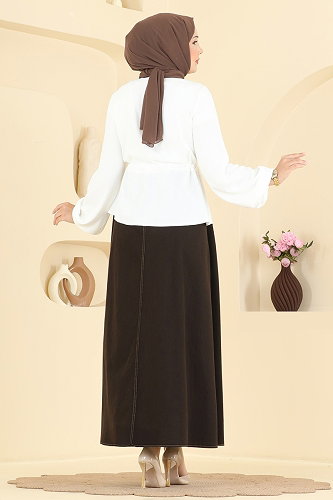 moda selvim طقم بني وسكري 2891SLK540 - Thumbnail