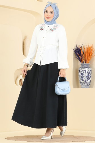 S.L.K. - Combined 2891SLK540 Dark Navy & Ecru