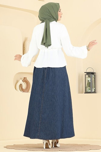 moda selvim Combined 2891SLK540 Jeans & Ecru - Thumbnail
