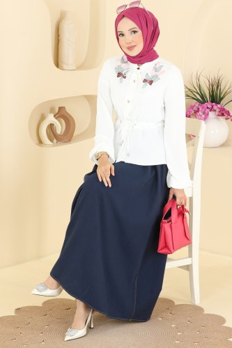 S.L.K. - Combined 2891SLK540 Navy Blue&Ecru