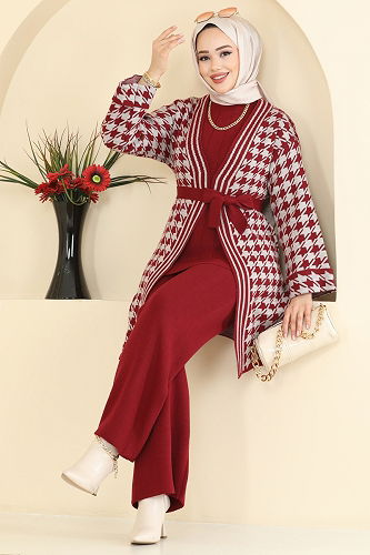 moda selvim طقم خمري 2893KLB1050 - Thumbnail