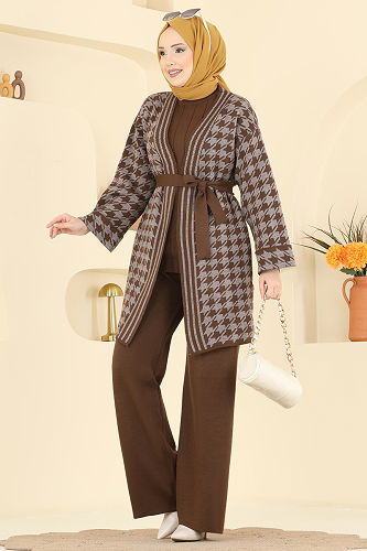 moda selvim طقم بني فاتح 2893KLB1050 - Thumbnail