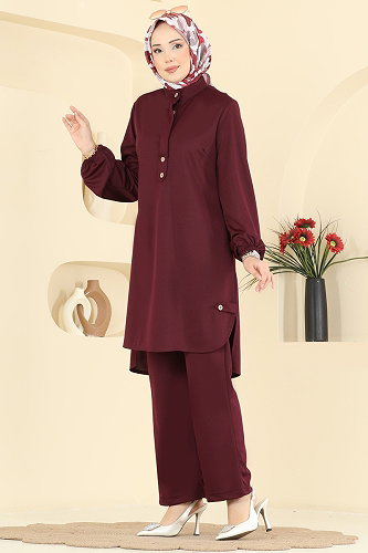 moda selvim طقم خمري 2897SLK540 - Thumbnail