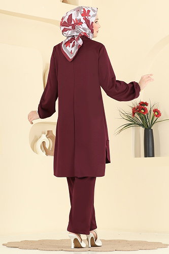 moda selvim طقم خمري 2897SLK540 - Thumbnail