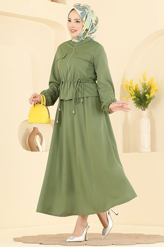 moda selvim طقم أخضر عشبي 2901SLK540 - Thumbnail